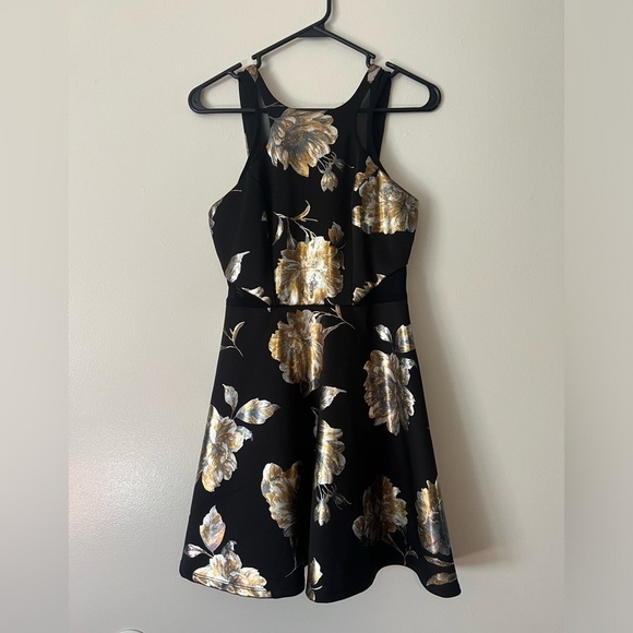 City Triangles Black and Gold Floral Dress - Picture 1 of 4